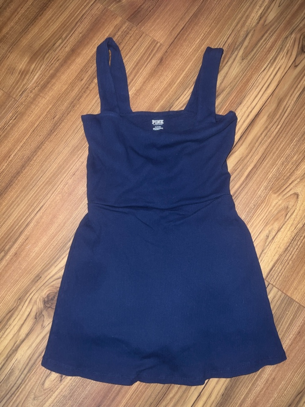 PINK Victoria's Secret Navy Ribbed Square-Neck Mini Dress